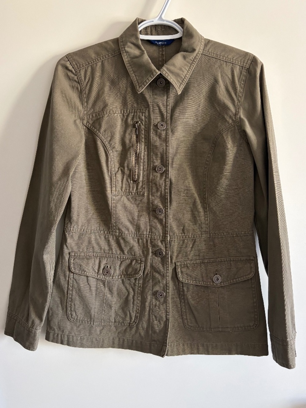 EUC Reitmans Vintage Olive Green Sport Utility Safari Jacket Button-Down Medium